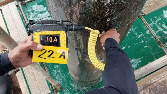 Trestle Pile Repair - Ultrasonic Thickness Gauge Test